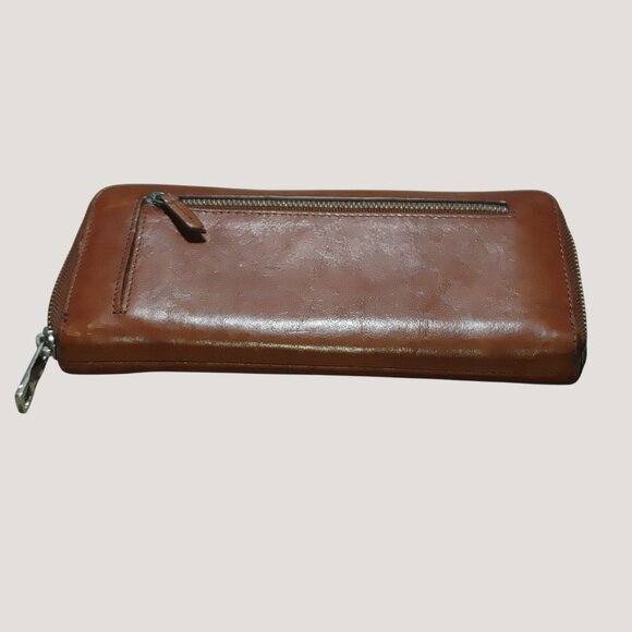 Fossil Vintage Brown Leather Zip Around Wallet Multiple Card Slots Coin Pocket - Picture 5 of 7